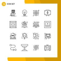 Stock Vector Icon Pack of 16 Line Signs and Symbols for box health lightbulb form disease Editable Vector Design Elements