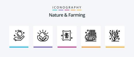 Nature And Farming Line 5 Icon Pack Including farm. agriculture. agriculture. apple. farming. Creative Icons Design vector