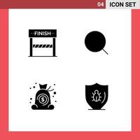 Universal Icon Symbols Group of 4 Modern Solid Glyphs of finish cash game tool finance Editable Vector Design Elements