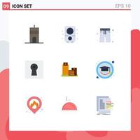 Set of 9 Modern UI Icons Symbols Signs for real building swim suit security lock Editable Vector Design Elements