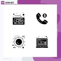 Group of 4 Modern Solid Glyphs Set for email eco tablet shopping environment Editable Vector Design Elements