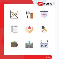 Mobile Interface Flat Color Set of 9 Pictograms of hand towel education dry research Editable Vector Design Elements