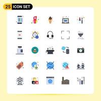 Mobile Interface Flat Color Set of 25 Pictograms of software creative woman code sweets Editable Vector Design Elements