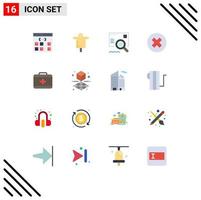 16 Universal Flat Color Signs Symbols of bag multimedia scarecrow delete search Editable Pack of Creative Vector Design Elements