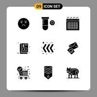 Pictogram Set of 9 Simple Solid Glyphs of keyboard study date learning e learning Editable Vector Design Elements