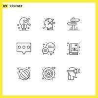 Set of 9 Commercial Outlines pack for chat message human mind comment room Editable Vector Design Elements