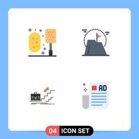 Mobile Interface Flat Icon Set of 4 Pictograms of bath growth shower goal career Editable Vector Design Elements