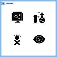 Pack of Modern Solid Glyphs Signs and Symbols for Web Print Media such as biology campfire virus laboratory fire Editable Vector Design Elements