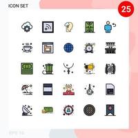 Pictogram Set of 25 Simple Filled line Flat Colors of avatar game energy court ball Editable Vector Design Elements