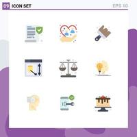 Pictogram Set of 9 Simple Flat Colors of management web art tool design Editable Vector Design Elements