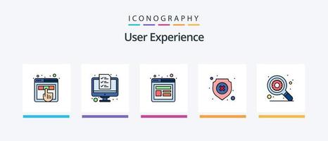 la línea de experiencia del usuario llenó el paquete de 5 íconos, incluida la mente. cerebro. computadora. mensaje. gritar. diseño de iconos creativos vector