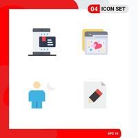 Editable Vector Line Pack of 4 Simple Flat Icons of ecommerce avatar rate love human Editable Vector Design Elements