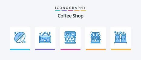 paquete de iconos de cafetería azul 5 que incluye tienda. canela. café. comercio. cafetería. diseño de iconos creativos vector