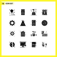 16 iconos creativos signos y símbolos modernos de configuración del día seguridad calendario spa elementos de diseño vectorial editables vector