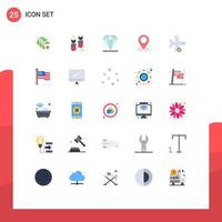 paquete de iconos de vector de stock de 25 signos y símbolos de línea para elementos de diseño de vector editables gps de pin de diamante de verificación de avión