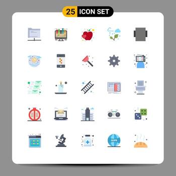 Mobile Interface Flat Color Set of 25 Pictograms of rotate leaf apple cloud green Editable Vector Design Elements