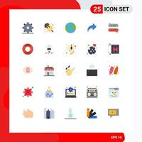 Pack of 25 Modern Flat Colors Signs and Symbols for Web Print Media such as bubble right popsicle direction worldwide Editable Vector Design Elements