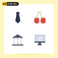 Modern Set of 4 Flat Icons and symbols such as attire finance tie vegetables school Editable Vector Design Elements