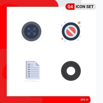 4 concepto de icono plano para sitios web móviles y aplicaciones archivo de botón coser declaración de advertencia elementos de diseño vectorial editables vector