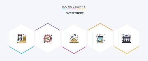 Investment 25 FilledLine icon pack including bank. money. finance. jar. cash vector
