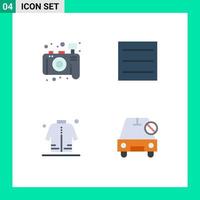 Flat Icon Pack of 4 Universal Symbols of camera eid hamburger shirt disabled Editable Vector Design Elements