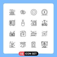 16 Universal Outline Signs Symbols of dollar business looking less no Editable Vector Design Elements