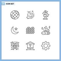 9 Universal Outlines Set for Web and Mobile Applications night night sauna moon sign Editable Vector Design Elements