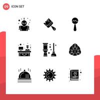 paquete de iconos de vector de stock de 9 signos y símbolos de línea para elementos de diseño de vector editables de discusión de baño de maracas limpias de habitación
