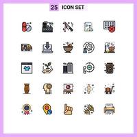 Group of 25 Filled line Flat Colors Signs and Symbols for keyboard gadget knife devices report Editable Vector Design Elements