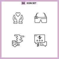 4 Creative Icons Modern Signs and Symbols of hand emission device smart pollution Editable Vector Design Elements