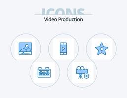 diseño de icono de paquete de icono azul de producción de video 5. estrella. marcador. video. video. móvil vector