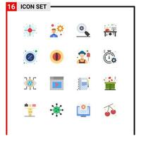 16 Universal Flat Color Signs Symbols of part reception search front counter Editable Pack of Creative Vector Design Elements