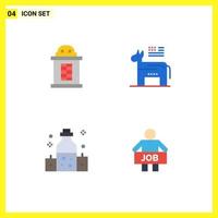 4 Universal Flat Icon Signs Symbols of ticket oil donkey symbol jobless Editable Vector Design Elements