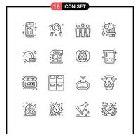 16 Thematic Vector Outlines and Editable Symbols of food keyword gym benchmarking motivation Editable Vector Design Elements