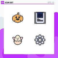 4 Thematic Vector Filledline Flat Colors and Editable Symbols of pumkin spring analysis decryption general Editable Vector Design Elements