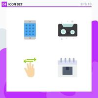 4 Thematic Vector Flat Icons and Editable Symbols of application up password cassette tape right Editable Vector Design Elements