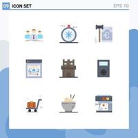 Set of 9 Modern UI Icons Symbols Signs for beach web developers open remote team law Editable Vector Design Elements