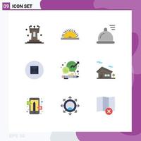 Pack of 9 Modern Flat Colors Signs and Symbols for Web Print Media such as management chat food business beliefs Editable Vector Design Elements