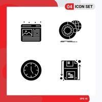 4 Universal Solid Glyphs Set for Web and Mobile Applications graphic clock web image analysis electronics Editable Vector Design Elements