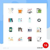 Mobile Interface Flat Color Set of 16 Pictograms of archive eid analytic package gift Editable Pack of Creative Vector Design Elements