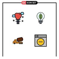 Filledline Flat Color Pack of 4 Universal Symbols of balloon construction nature bulb roller Editable Vector Design Elements