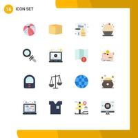 16 User Interface Flat Color Pack of modern Signs and Symbols of online search business report look party Editable Pack of Creative Vector Design Elements