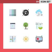 Mobile Interface Flat Color Set of 9 Pictograms of farming washing file machine computing Editable Vector Design Elements