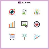 9 Flat Color concept for Websites Mobile and Apps lock user eco signal analytic Editable Vector Design Elements