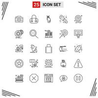25 User Interface Line Pack of modern Signs and Symbols of father badge recognition laboratory chemistry Editable Vector Design Elements