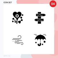 Pack of 4 Modern Solid Glyphs Signs and Symbols for Web Print Media such as balloon spring index blow protection Editable Vector Design Elements