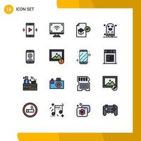 Set of 16 Modern UI Icons Symbols Signs for horror ghost smart study knowledge Editable Creative Vector Design Elements