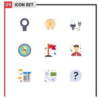 9 Creative Icons Modern Signs and Symbols of fast diet economic banned plug Editable Vector Design Elements