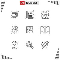 Modern Set of 9 Outlines Pictograph of puzzle meat school holidays play Editable Vector Design Elements