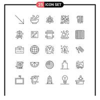 Modern Set of 25 Lines Pictograph of items essential tools educate tools flame Editable Vector Design Elements